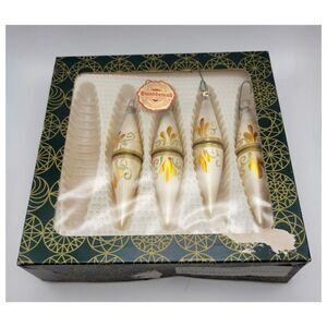 Vintage 1960's German Teardrop Gold Ornament Set